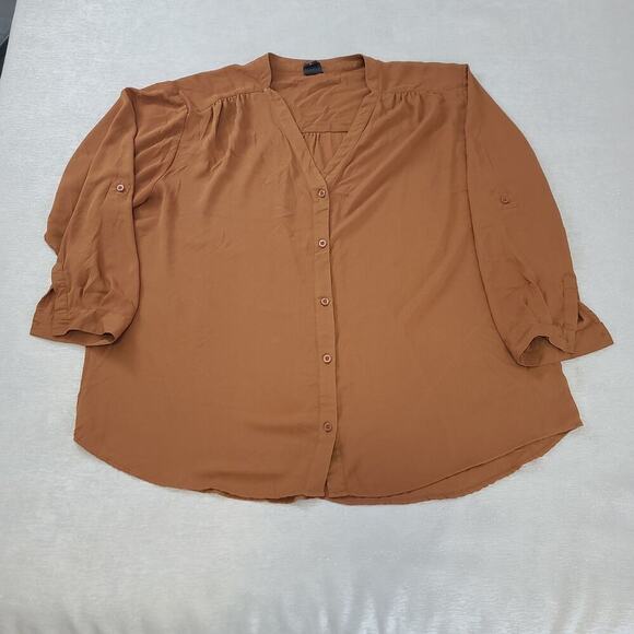 Covington woman blouse button up beige Size 3x Work wear Career Church Casual - Picture 3 of 9